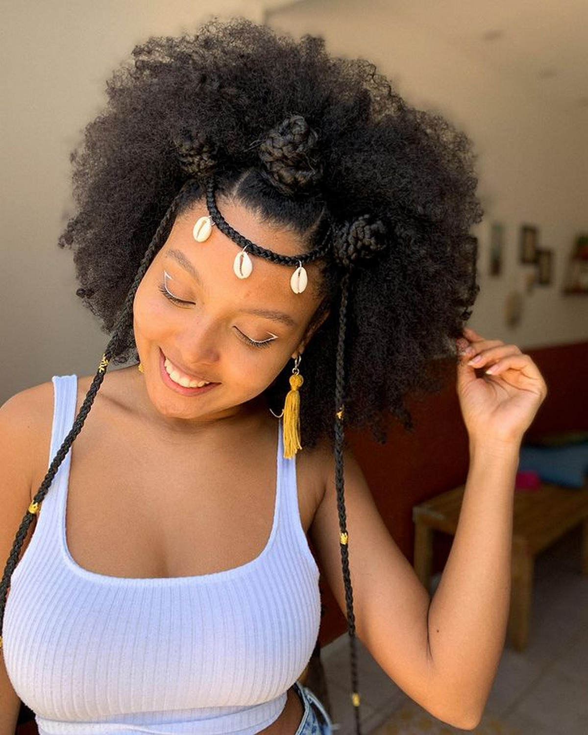 Curly Bob With Bantu Knots