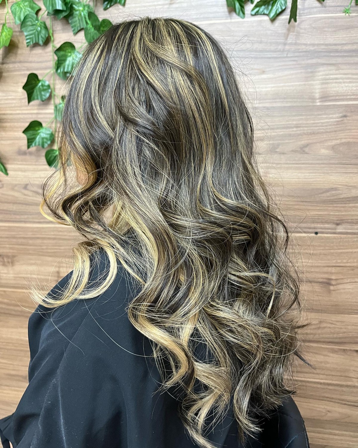Soft Beige Blonde Highlights On Black Hair