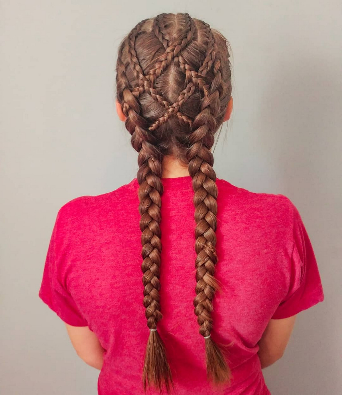 Criss-Cross Blonde Braids Volleyball Hairdo