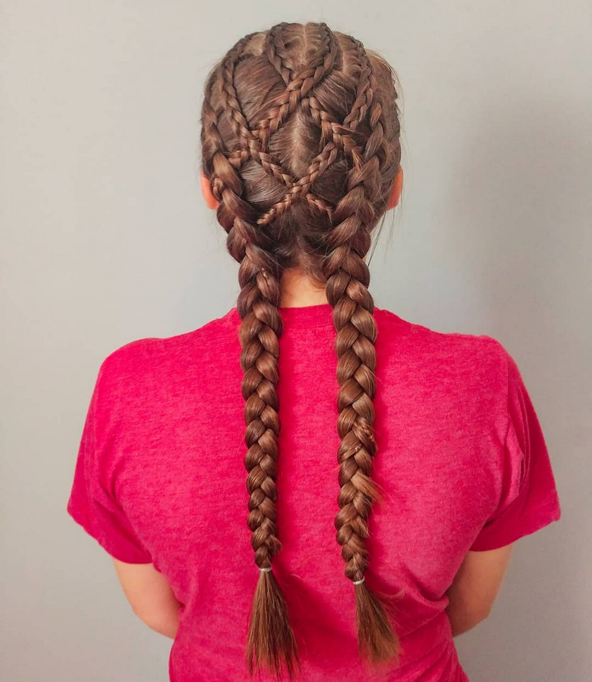 Criss-Cross Blonde Braids Volleyball Hairdo