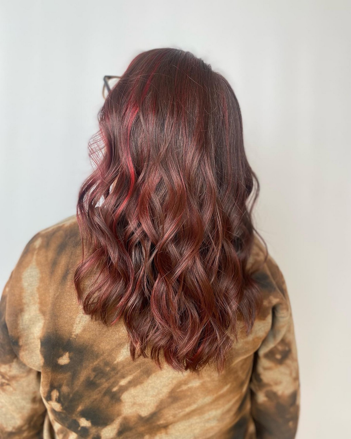 Dark Brown Hair With Red Wine Highlights