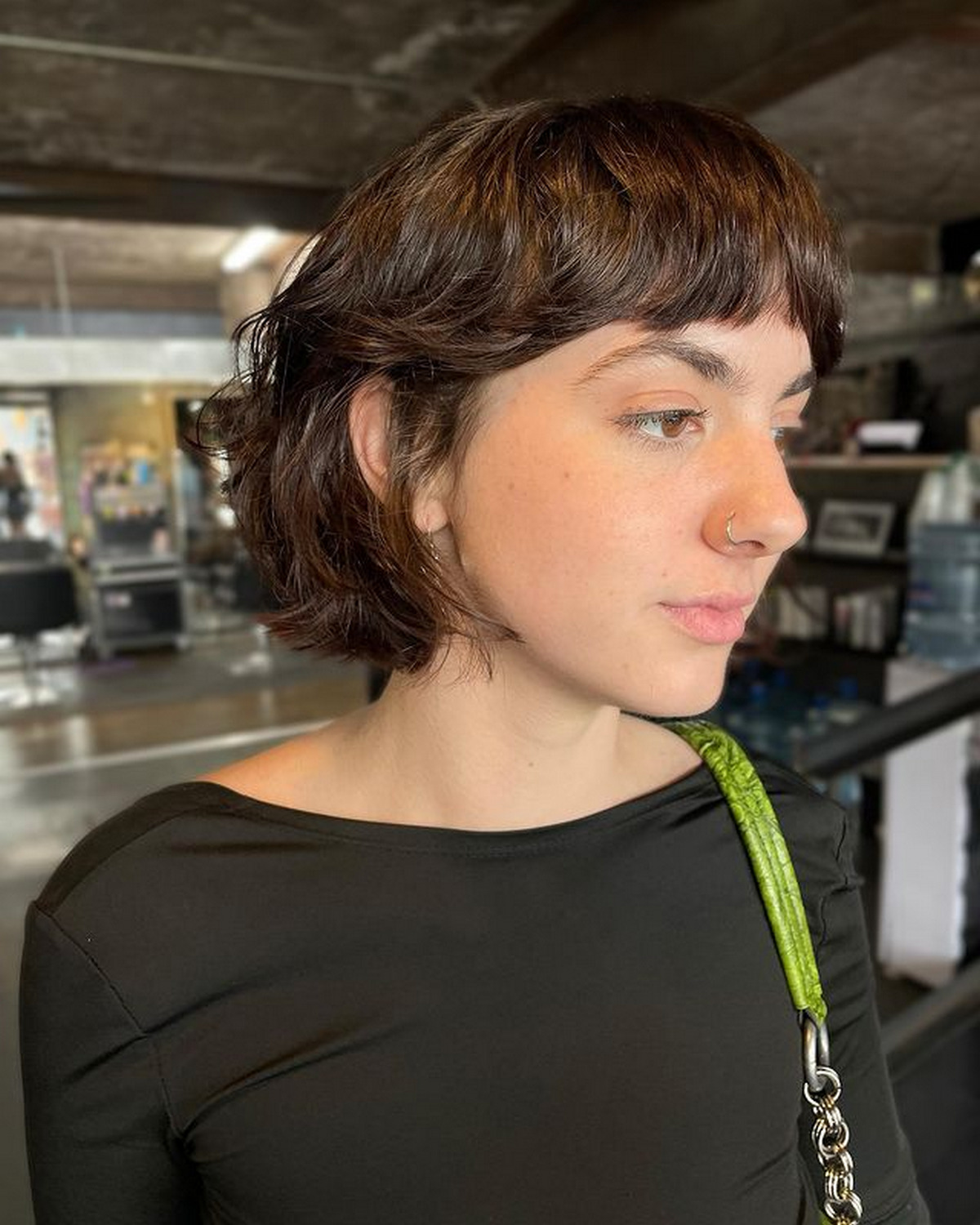 Curly Bob With Blunt Bangs