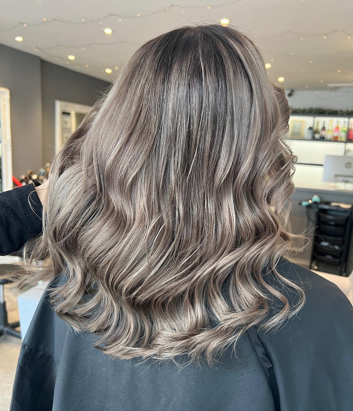 Dimensional Ashy Platinum Blonde Highlights On Black Hair