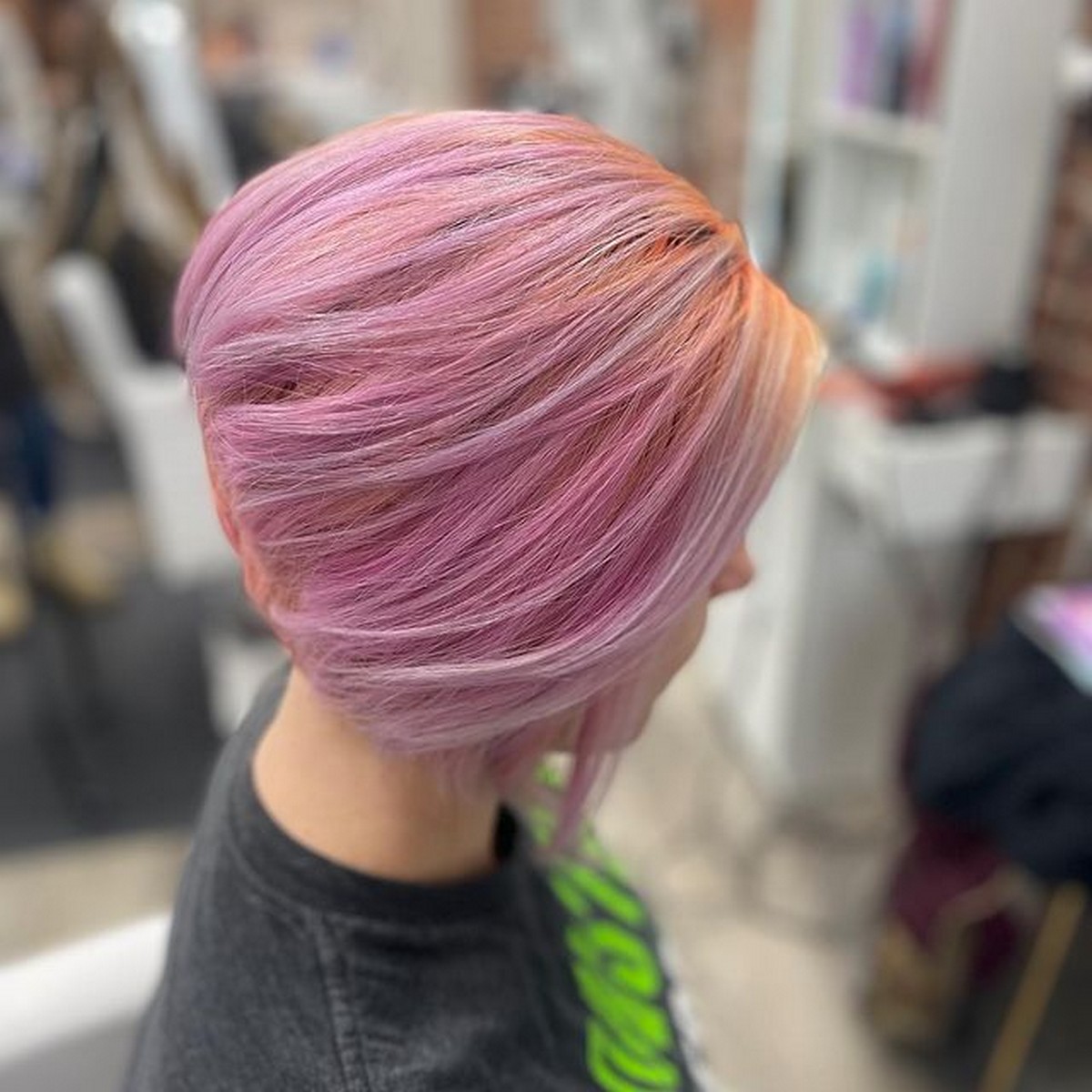 Stacked Bob With Pink Hair