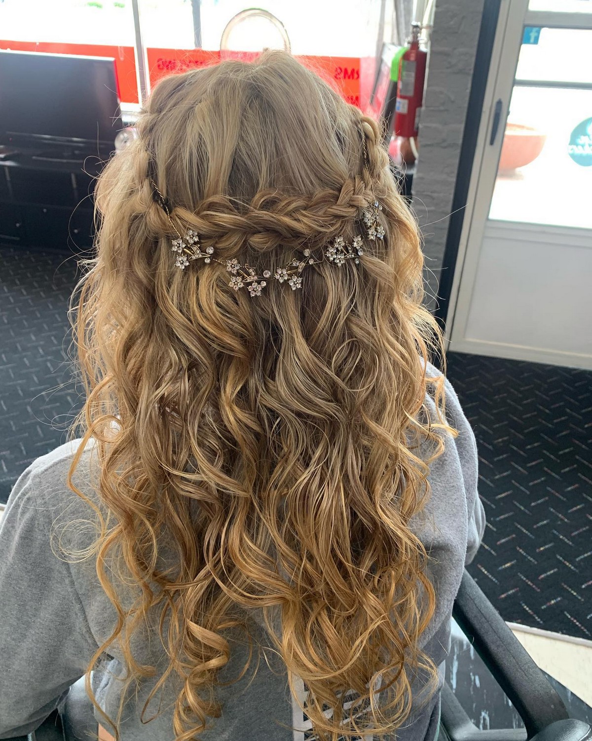 Braided Crown With Loose Curls