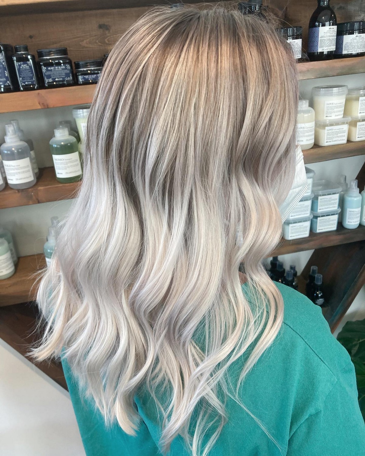 Icy Platinum Blonde Highlights On Black Hair