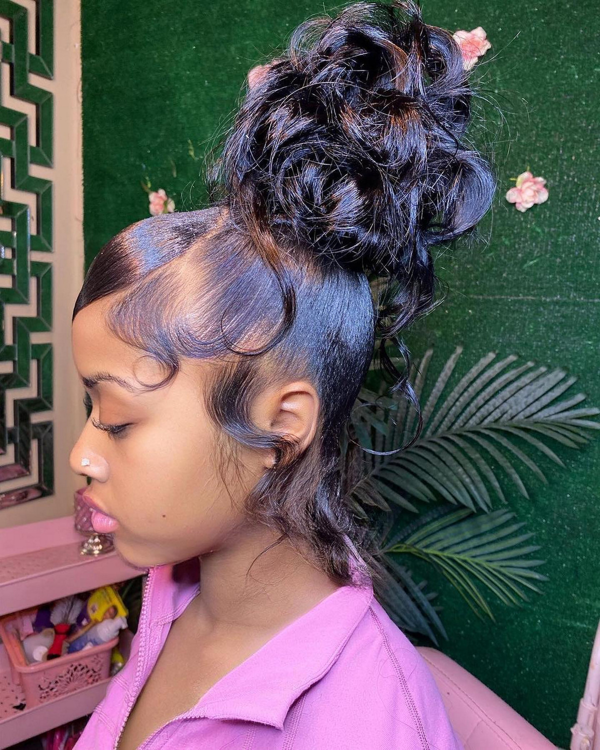 Elegant High Top Updo For Curly Hair