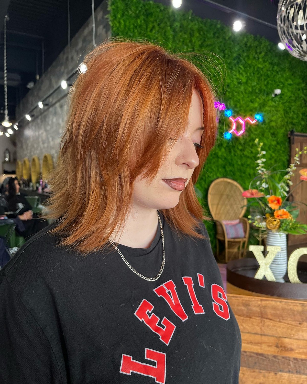 Copper Blonde Wolf Cut With Curtain Bangs