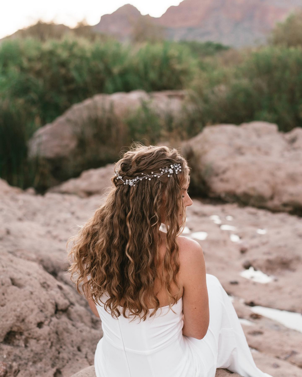 Brown Curly With Flower Accessories