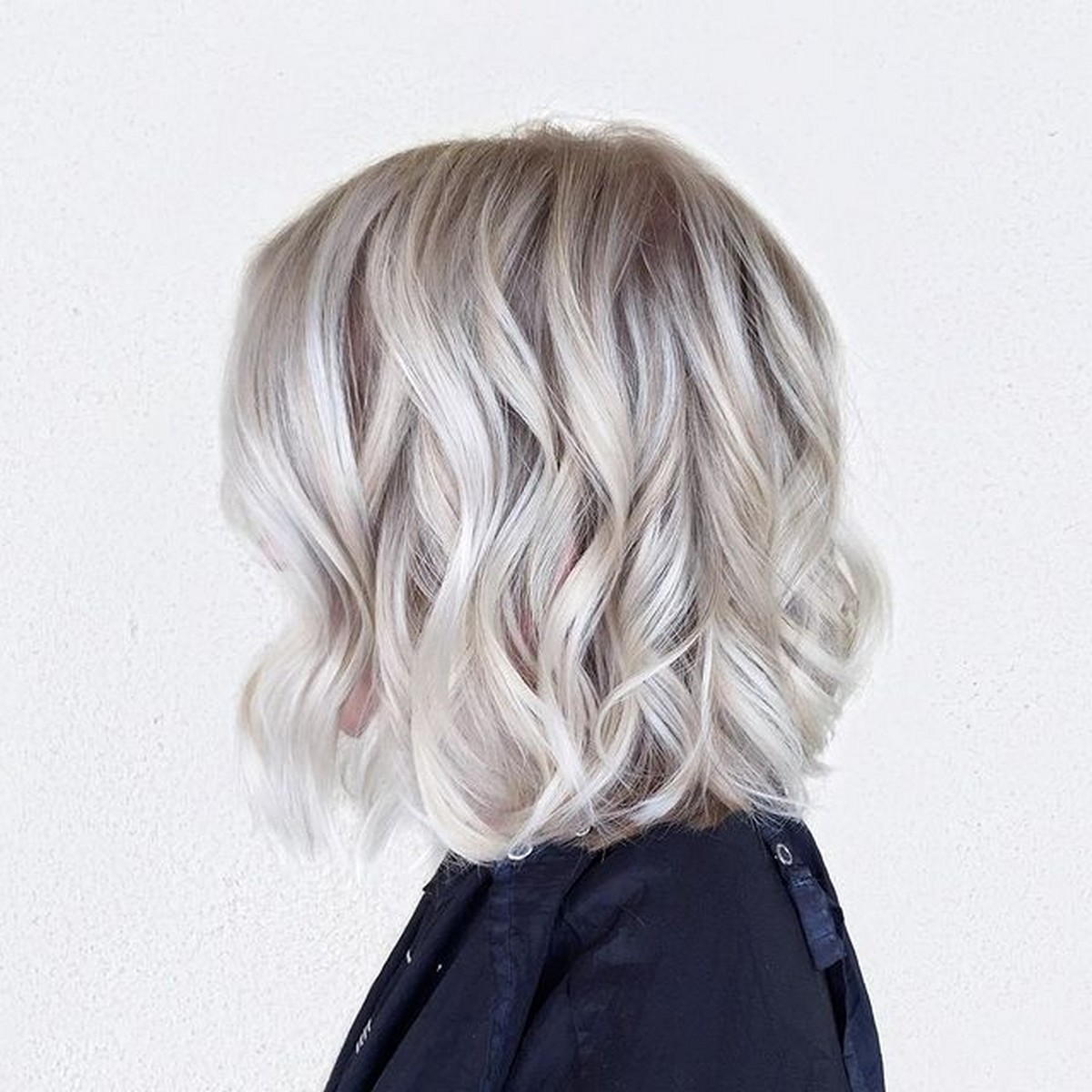 Icy Blonde Bob With Waves