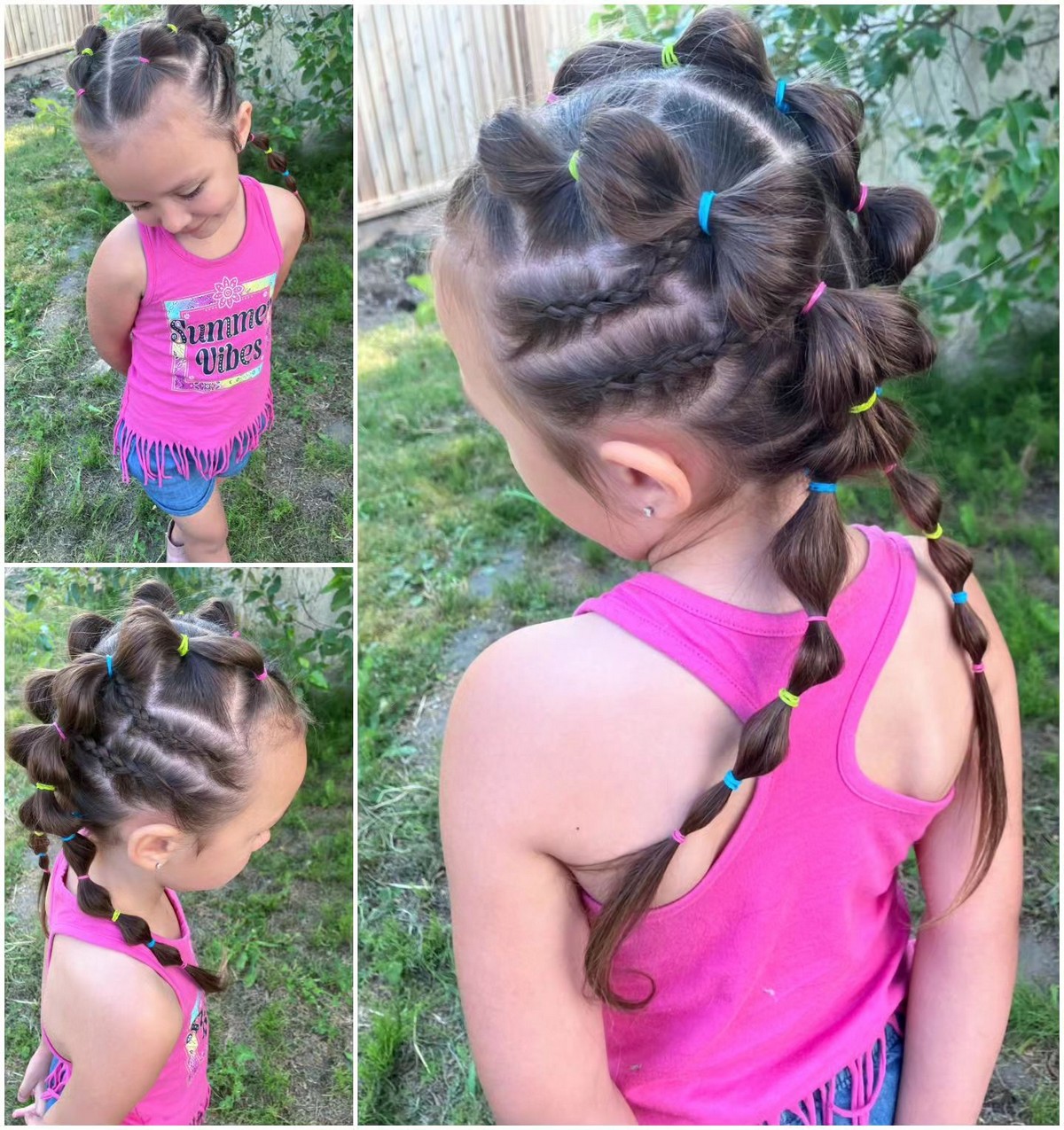 Multi Color Ribbon Bubble Braids