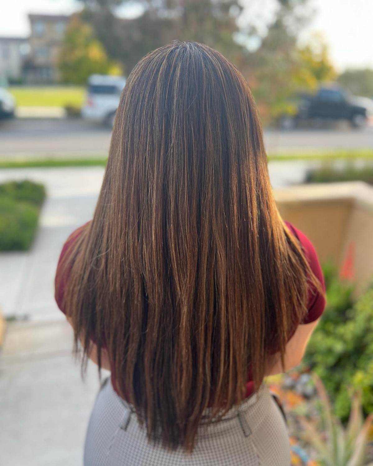 Warm Caramel Blonde Highlights On Black Hair