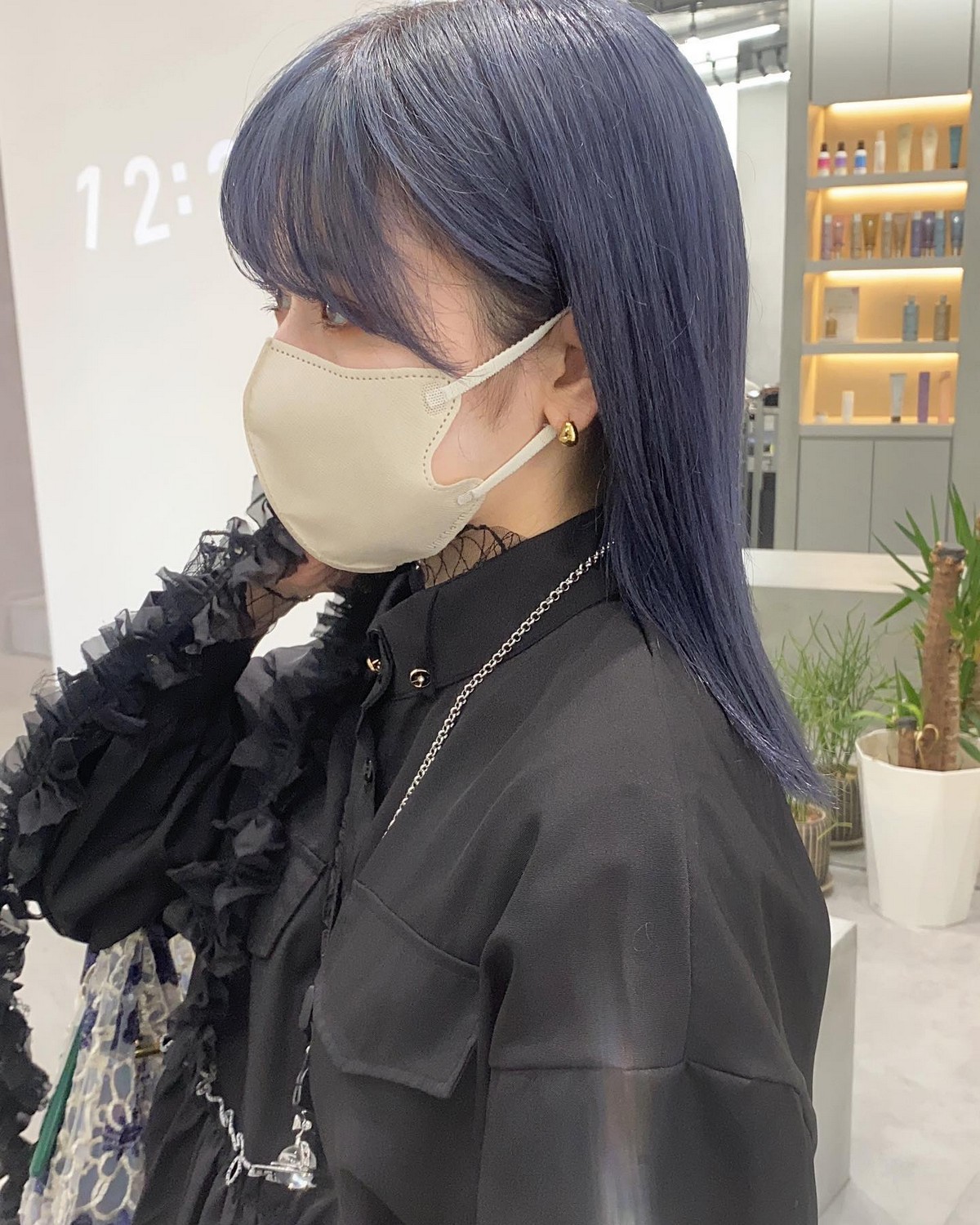 Blue Straight, Thick Hair