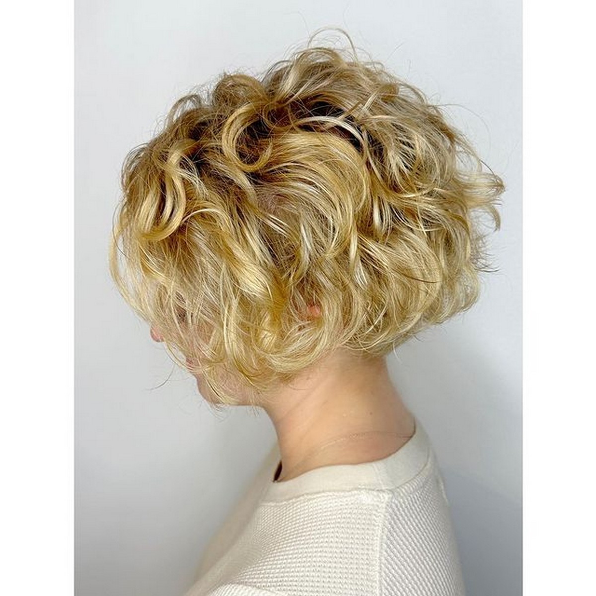 Blonde Curly Bob With Highlights