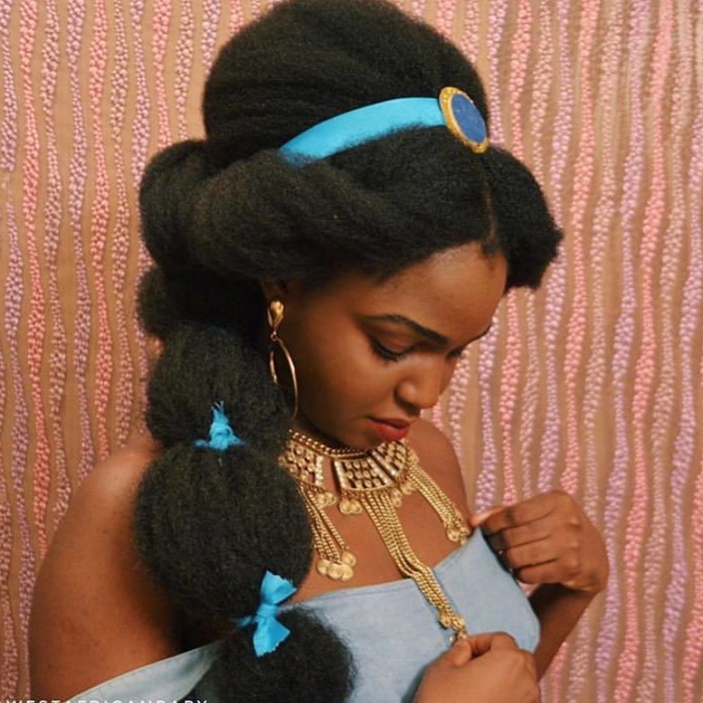 Halloween princess Jasmine with coily hair