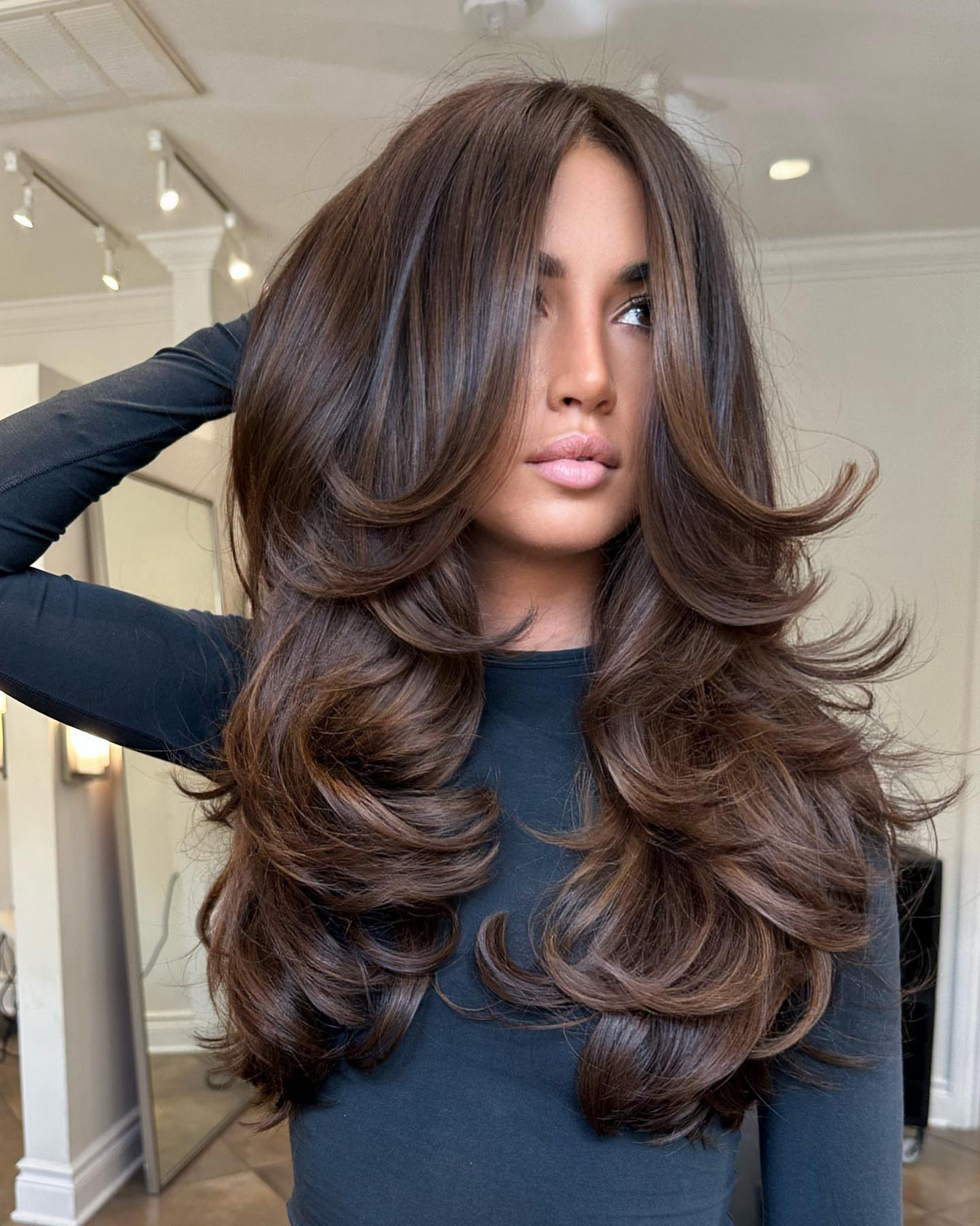 Face-Framing Layers With Brunette Balayage