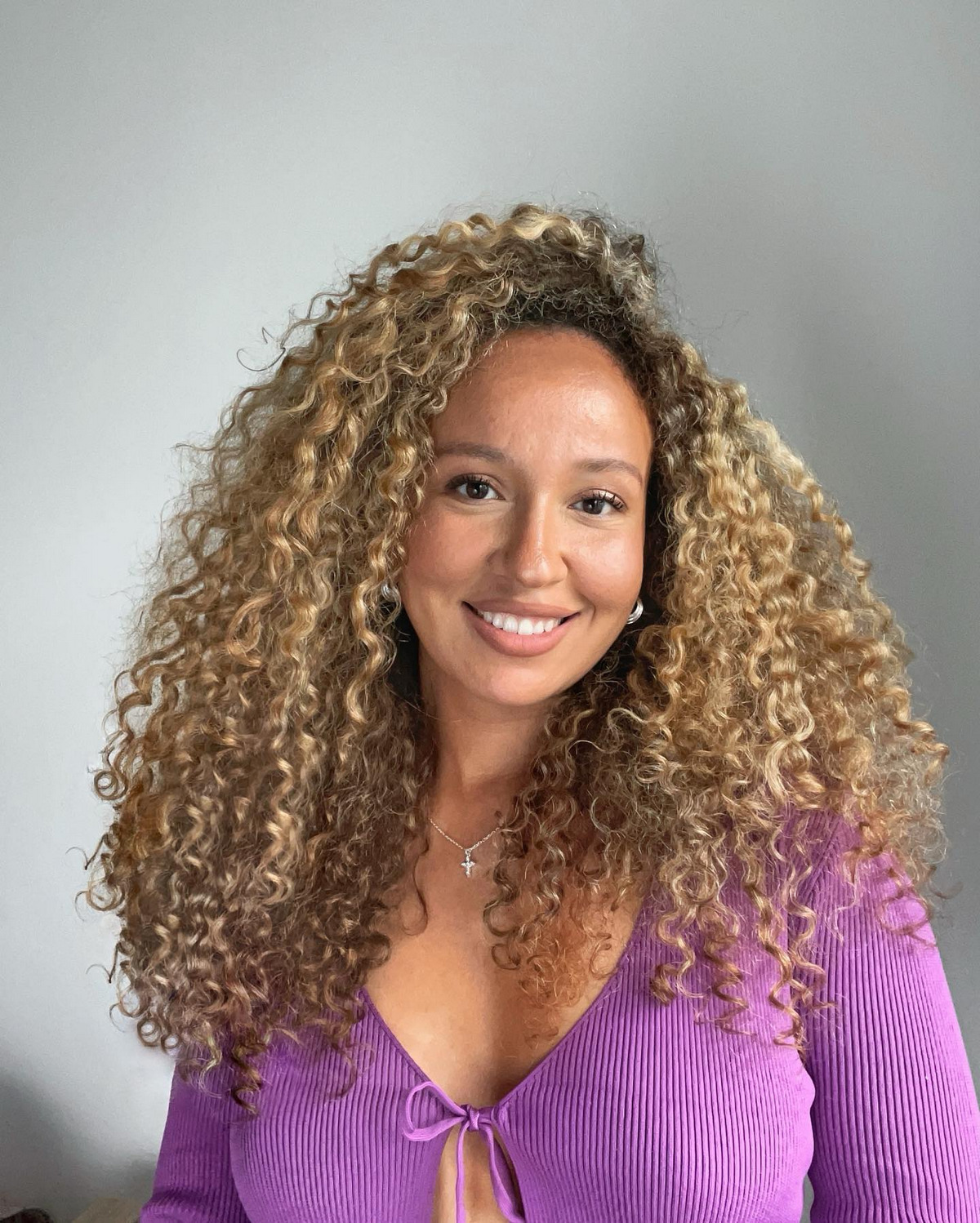Caramel Blonde Hair With Deep Side Part