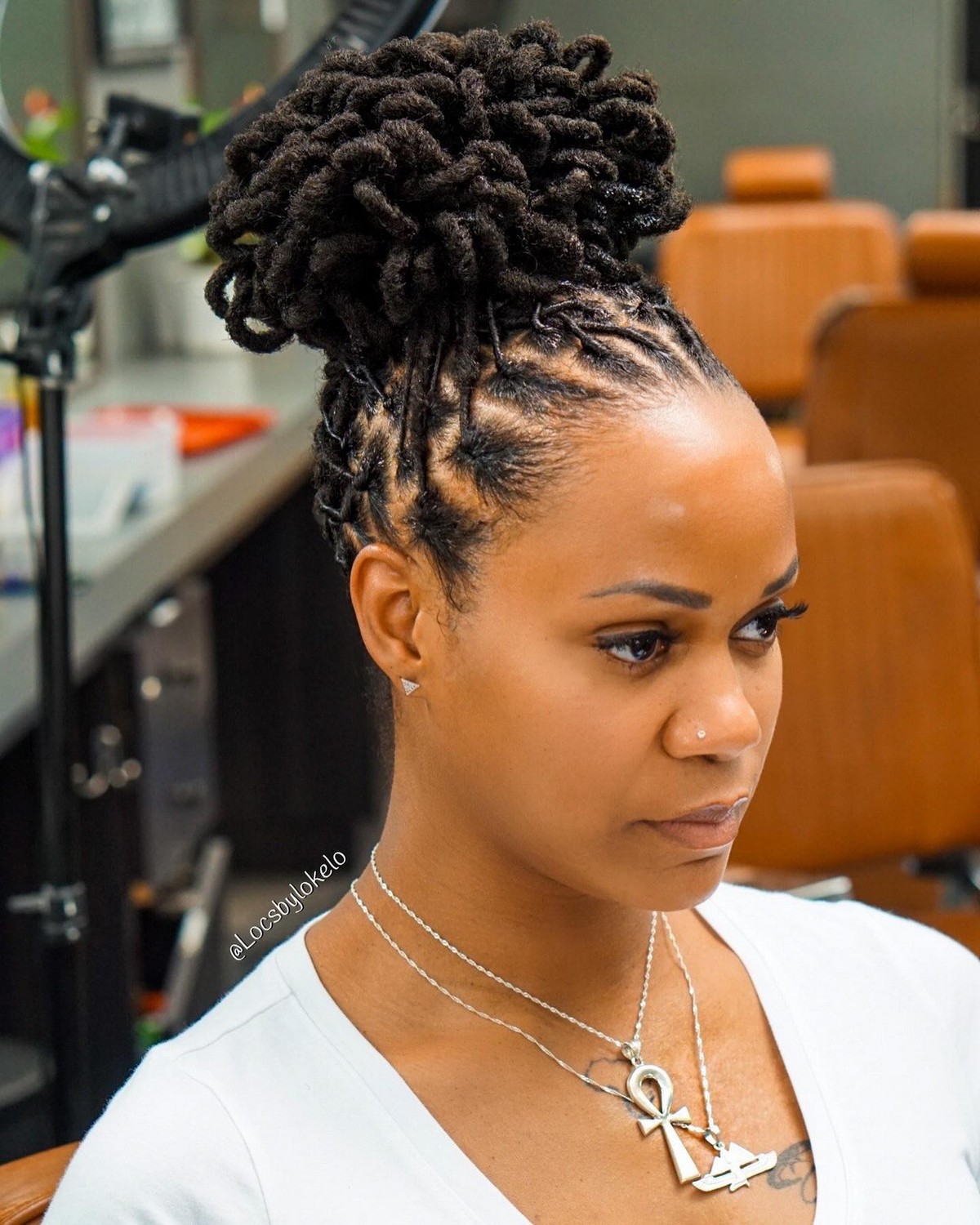 Dreadlocks High Bun Updo
