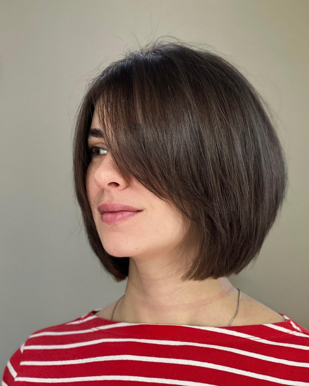 Layered Bob With Side Swept Bangs