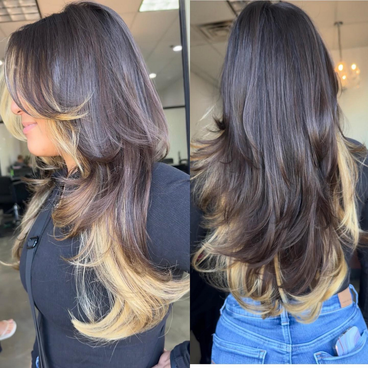 Long Layers Hair Cut With Peek-a-boo Highlights
