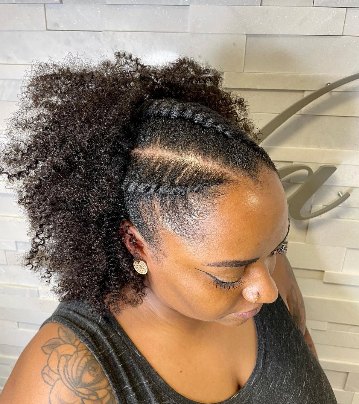 Flat Twists Half-Up Afro