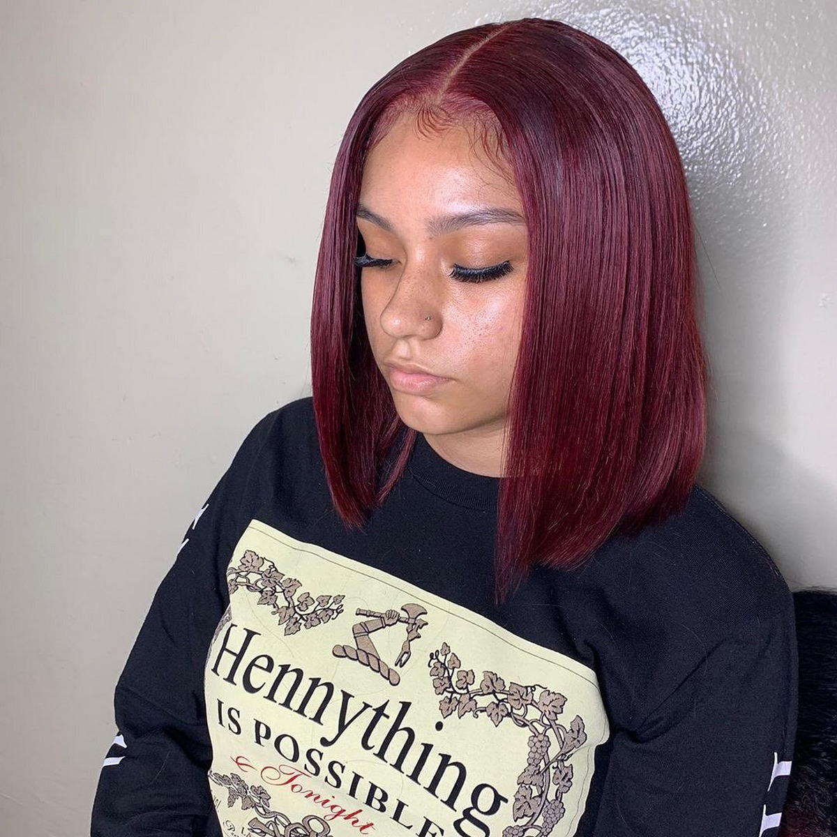 Sleek Red Bob