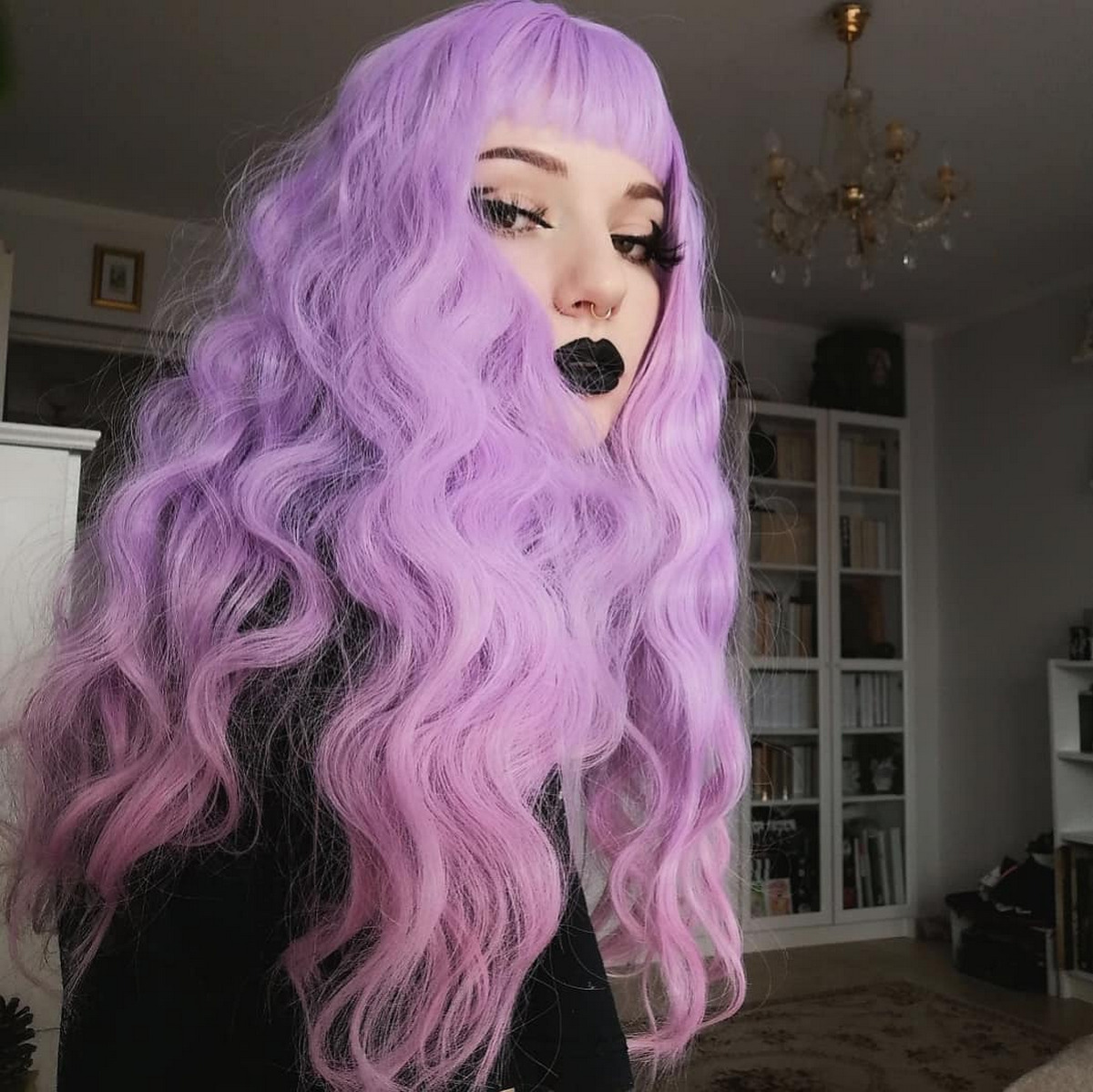 Blunt Bang With Wavy Hair