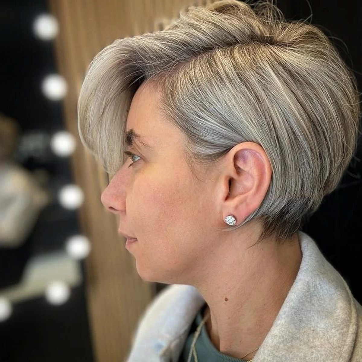 Grey Asymmetrical Bob