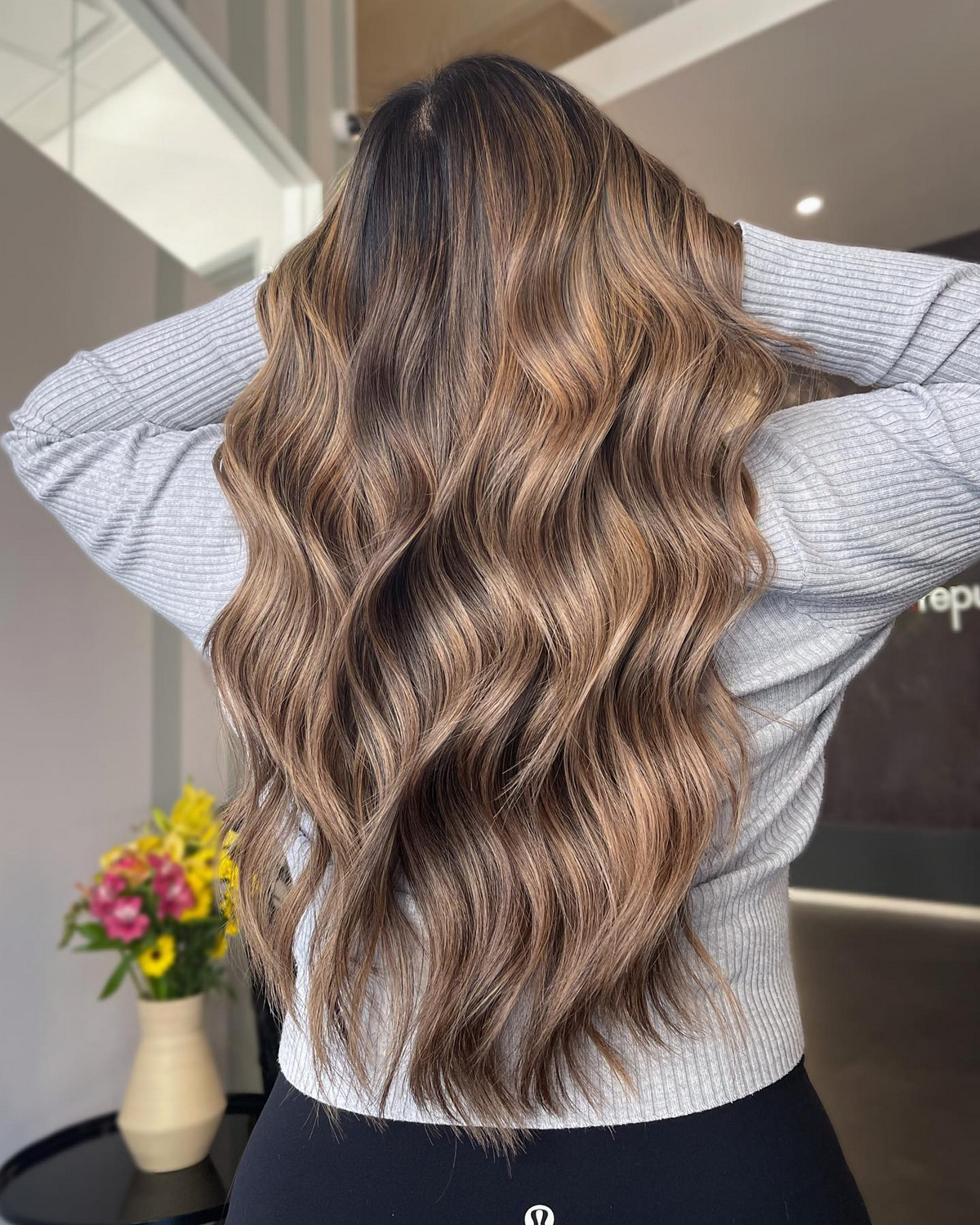 Long Layers Hair Cut With Golden Bronde Balayage
