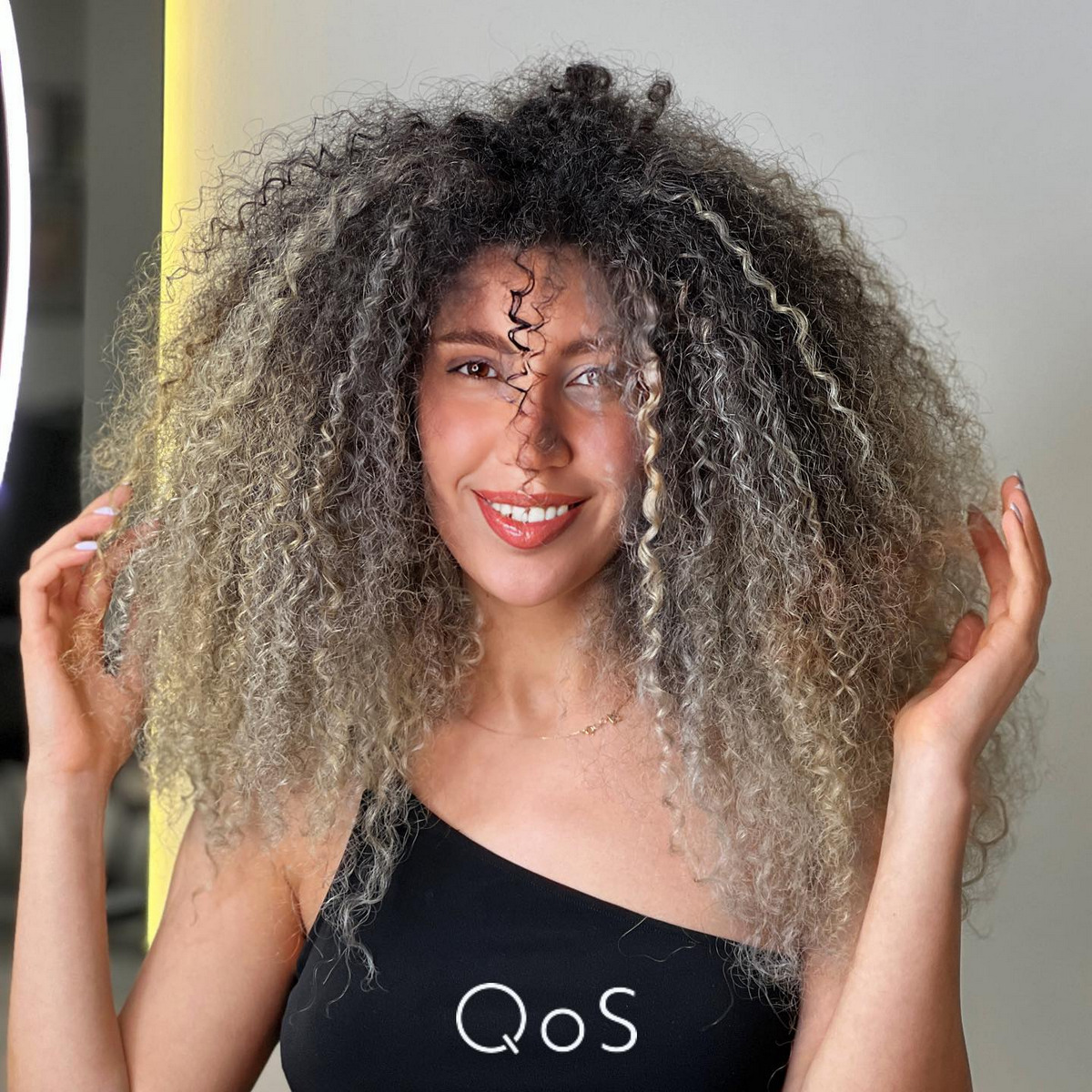 Ash Blonde Curly Hair With Dark Roots
