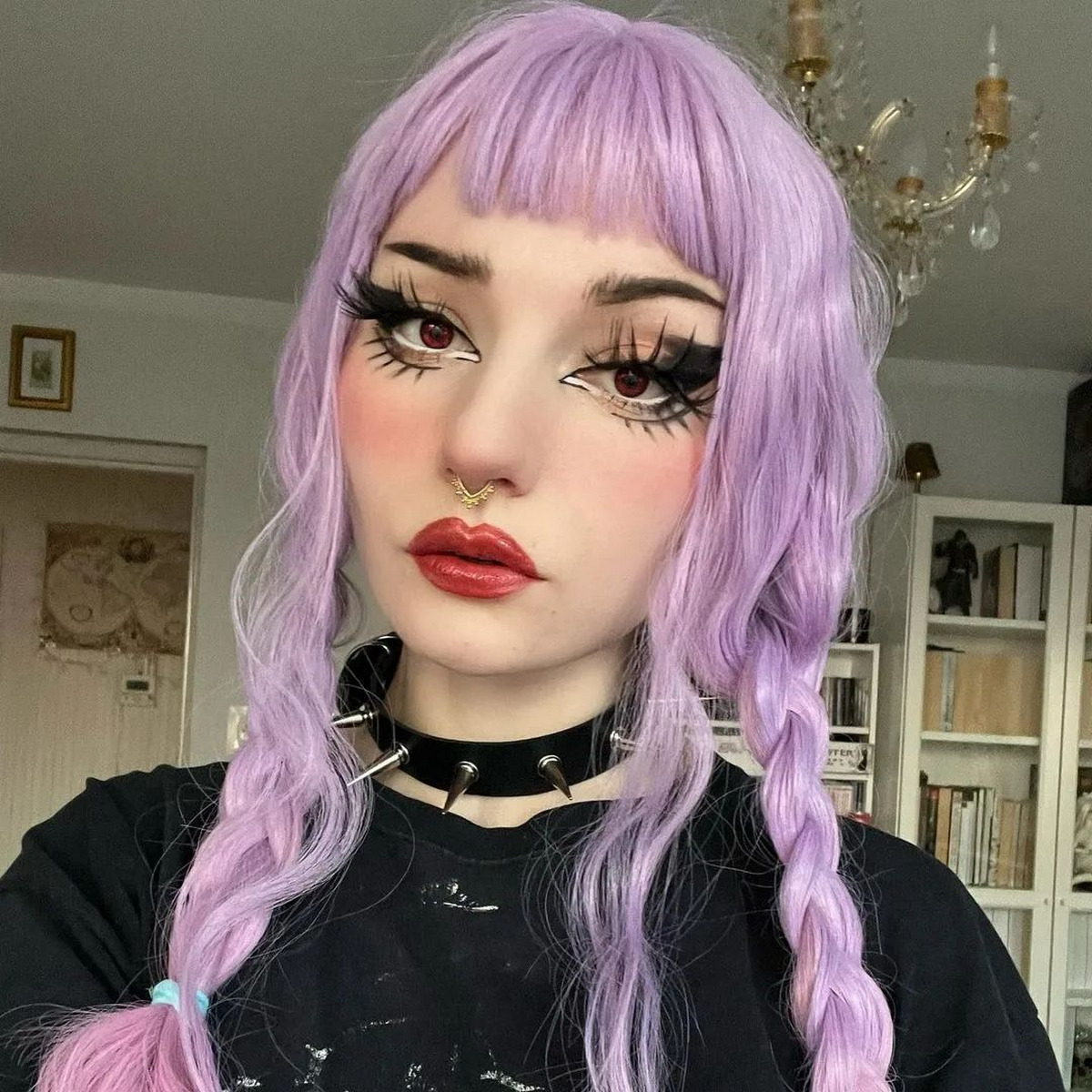 Braid Pigtails With Purple Paste