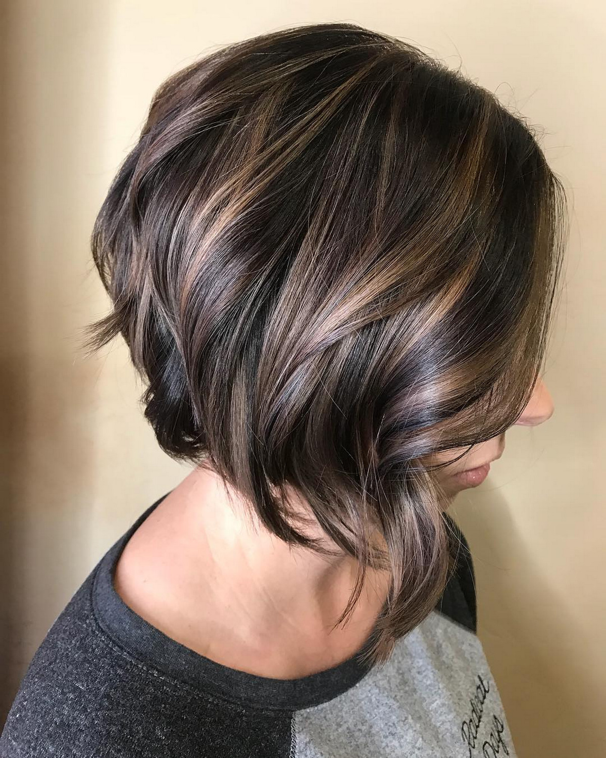 Chocolate Bob with Layers and Subtle Highlights