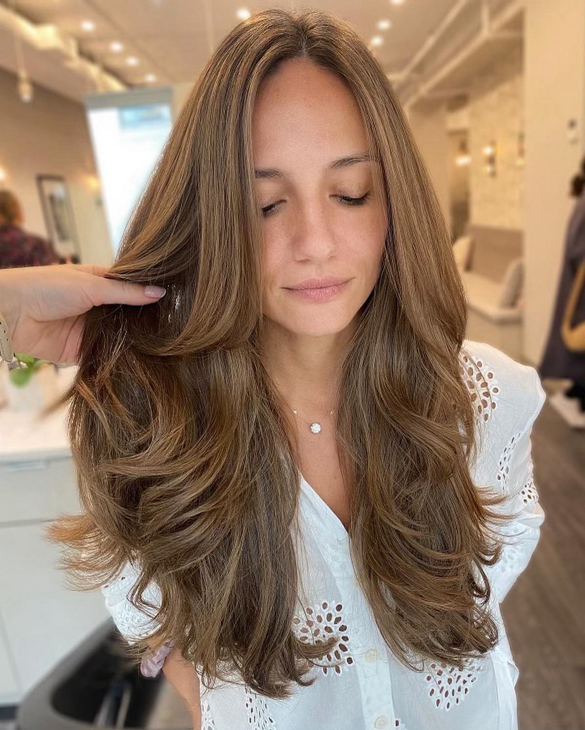 Center Part With Long Layers Hair