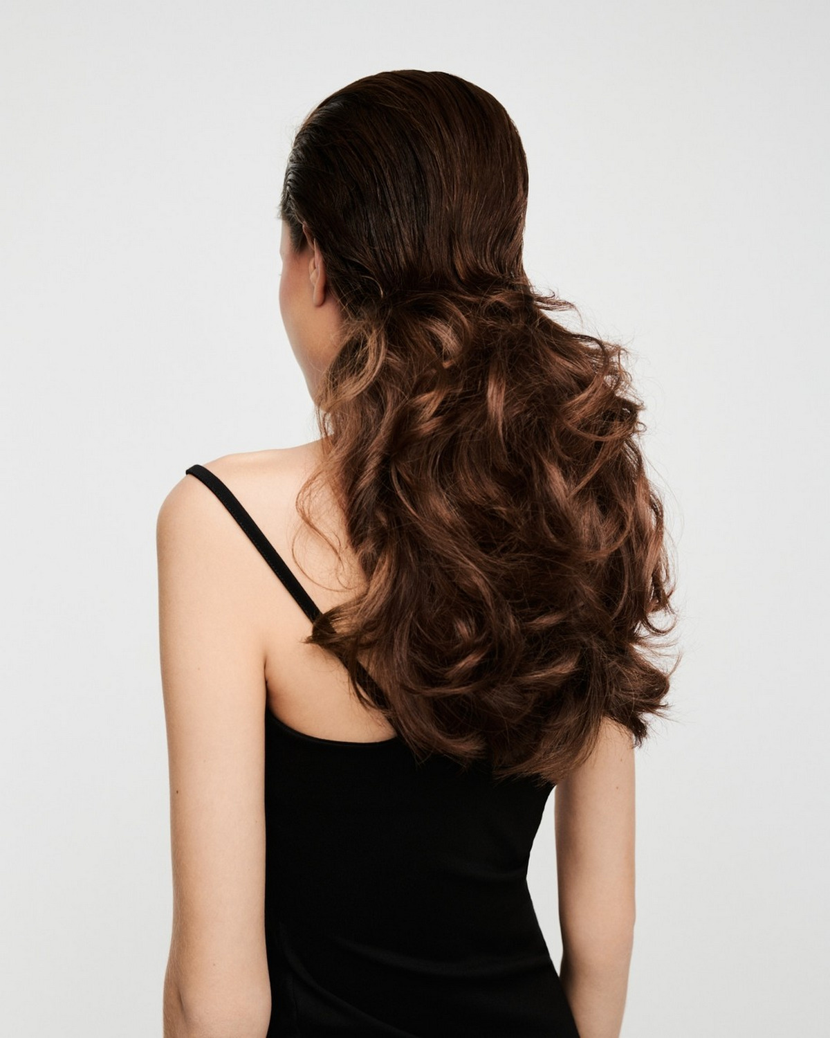Slicked-Back Brunette Waves