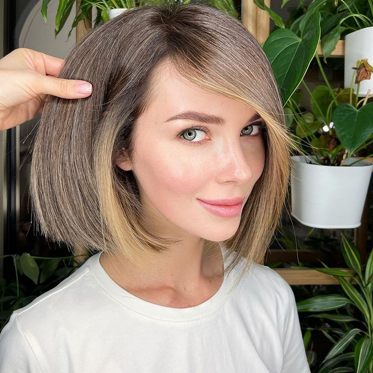 A-Line Lob With Side Bangs