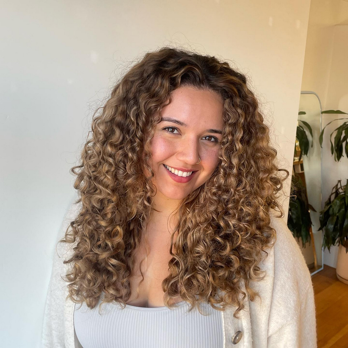 Curly Blonde Hair With Center Parting