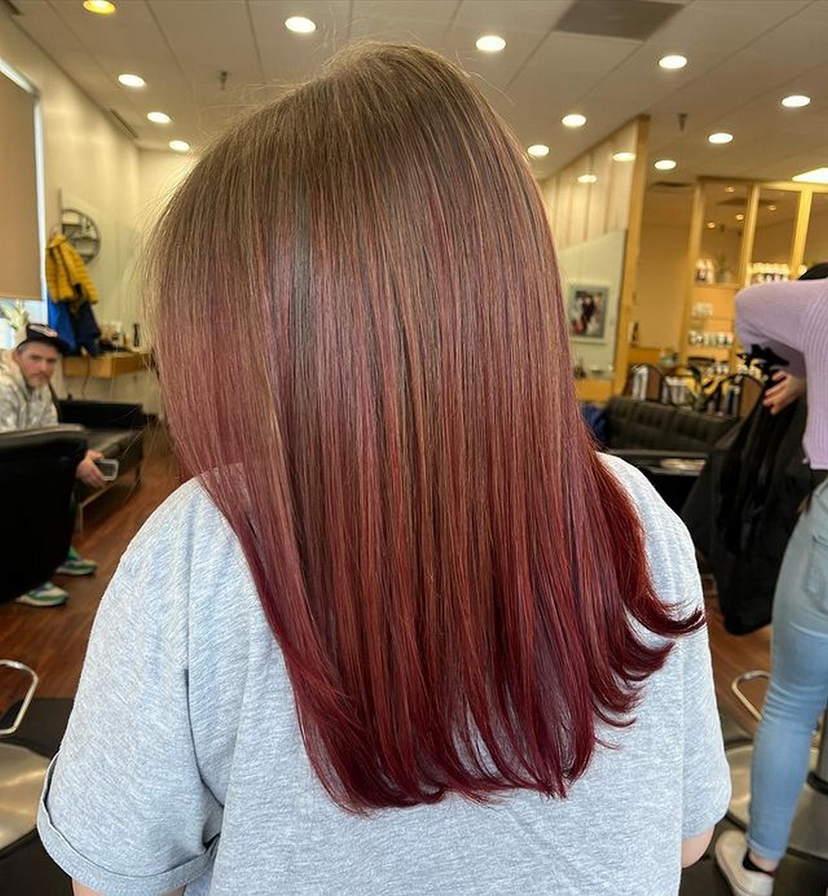 Medium-Length Hair With Red Balayage