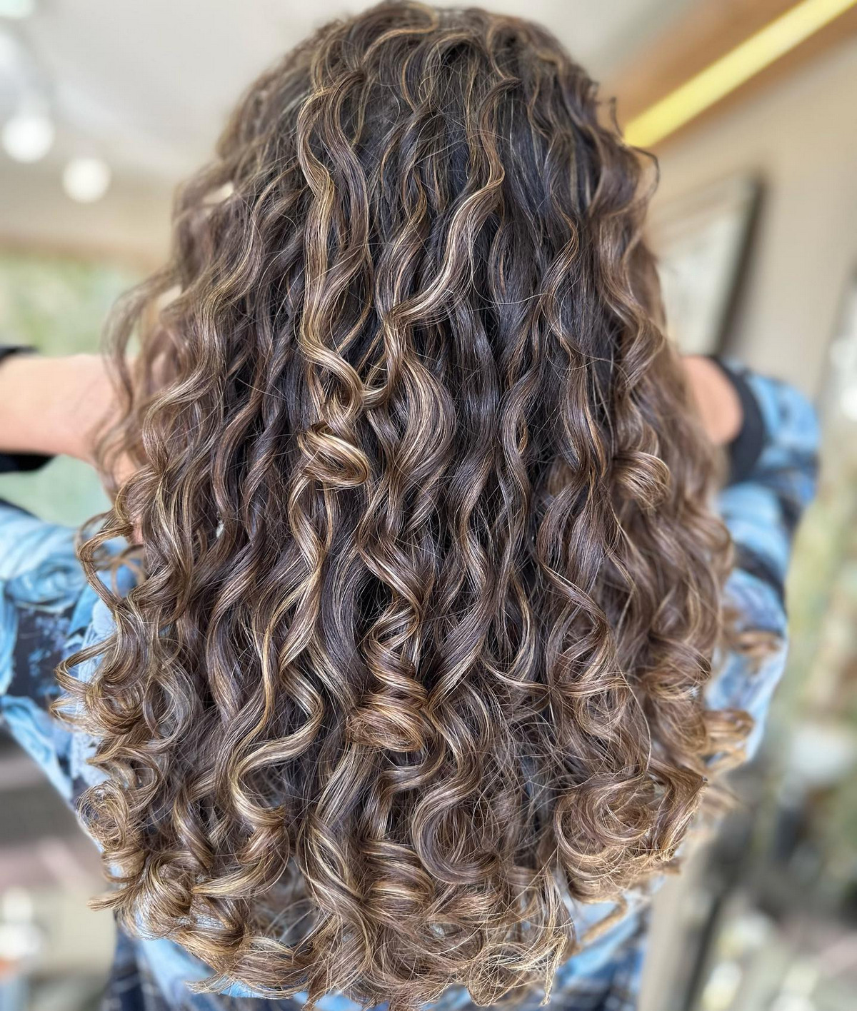 Blonde Strands On Dark Curly Hair