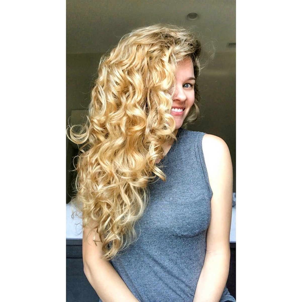 Bright Golden Blonde Curly Hair