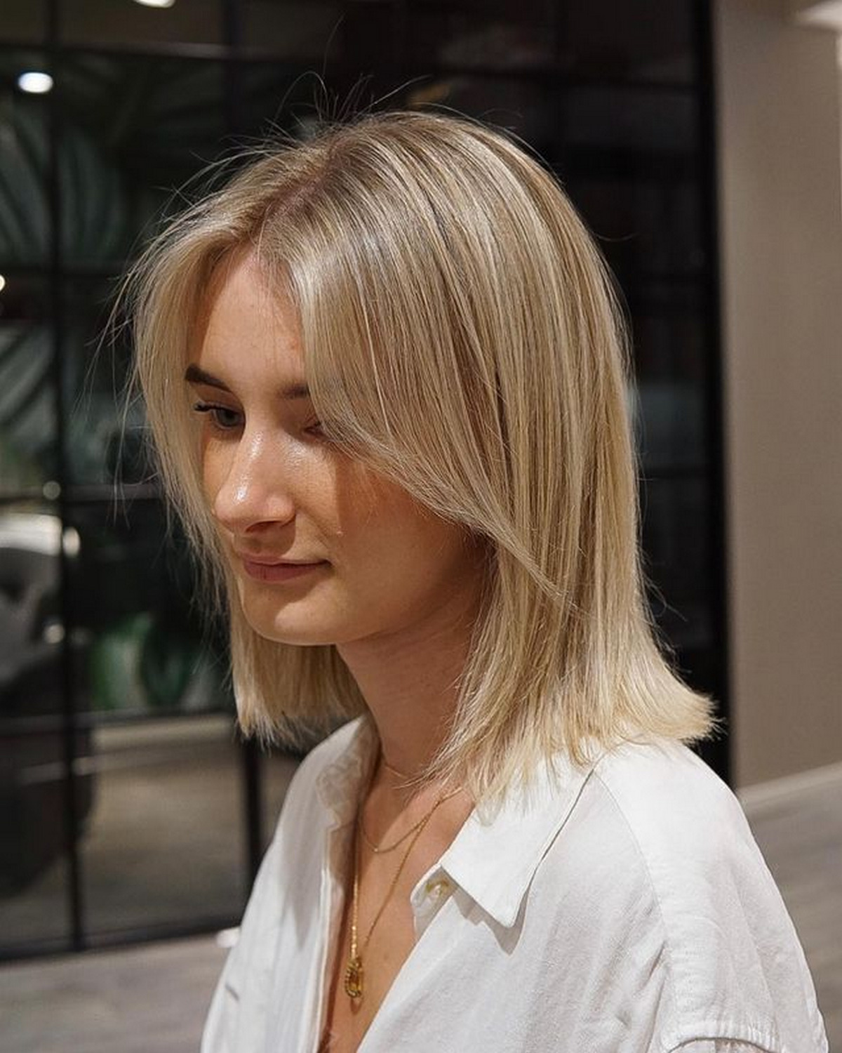 Lob Hair Cut With Curtain Bangs