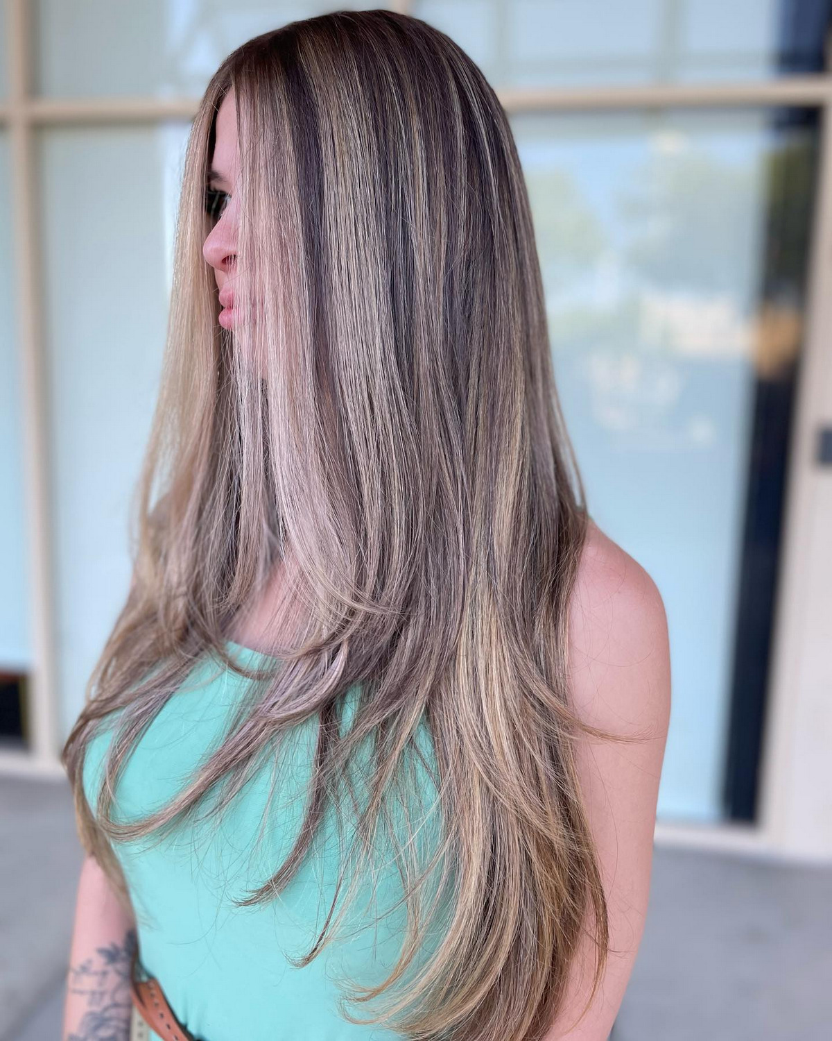 Long Layers With Blonde Money Piece