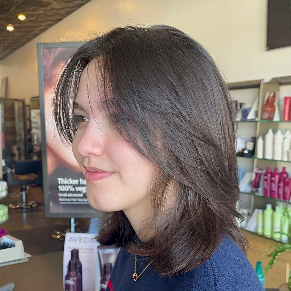 Straight Wispy Layers On Medium-Length Brown Hair