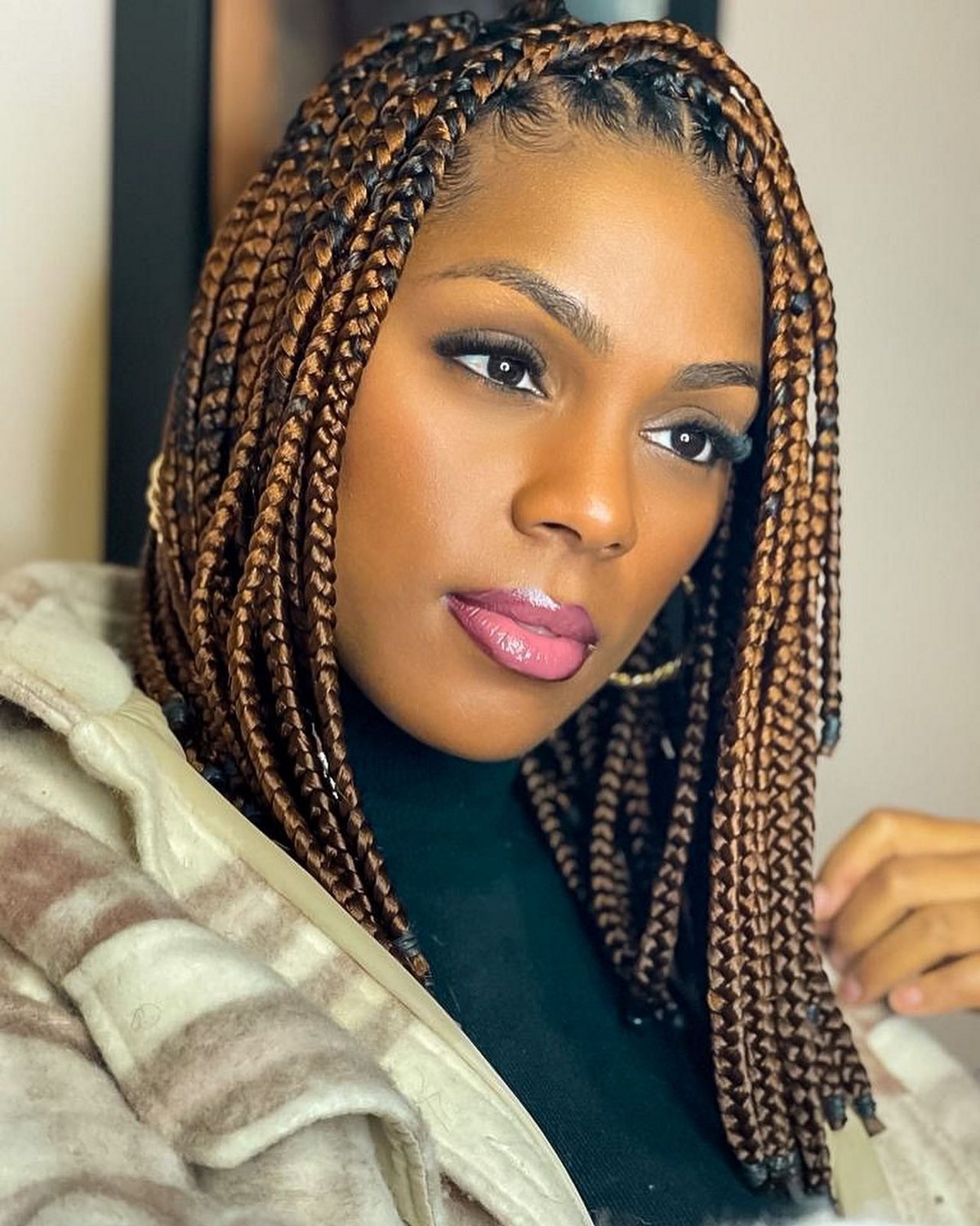 Brown Knotless Braids