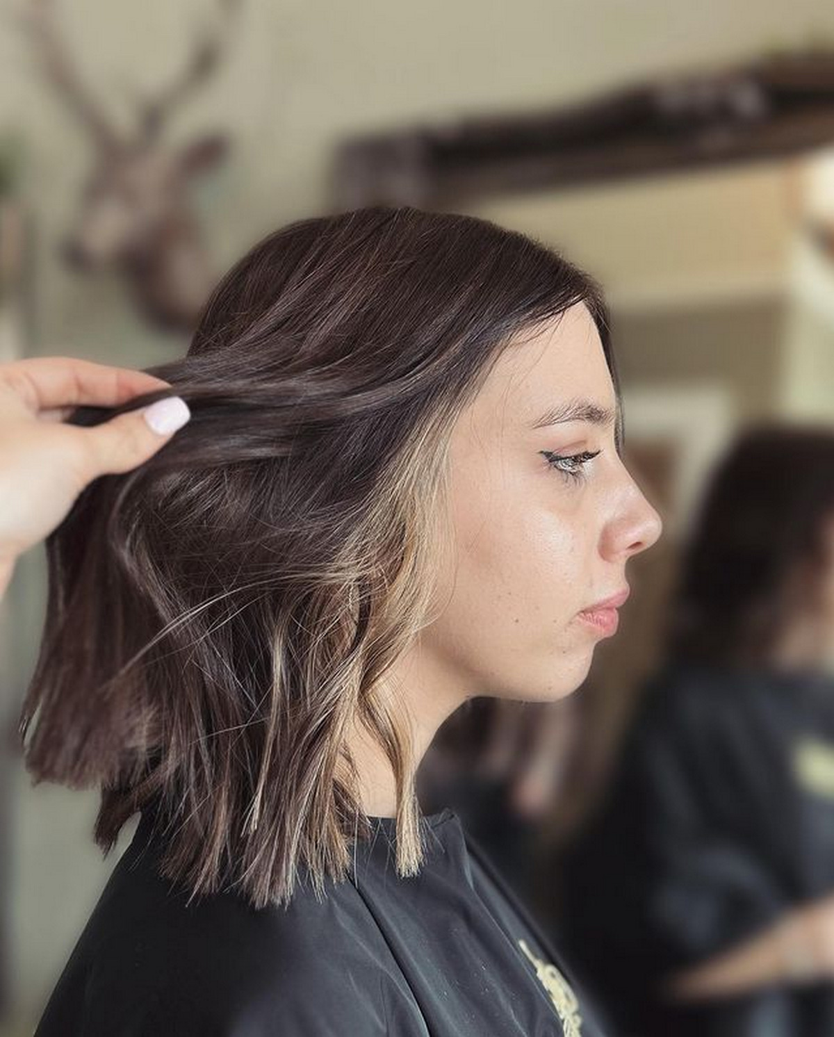 Lob Hair With Peek-a-boo Highlights