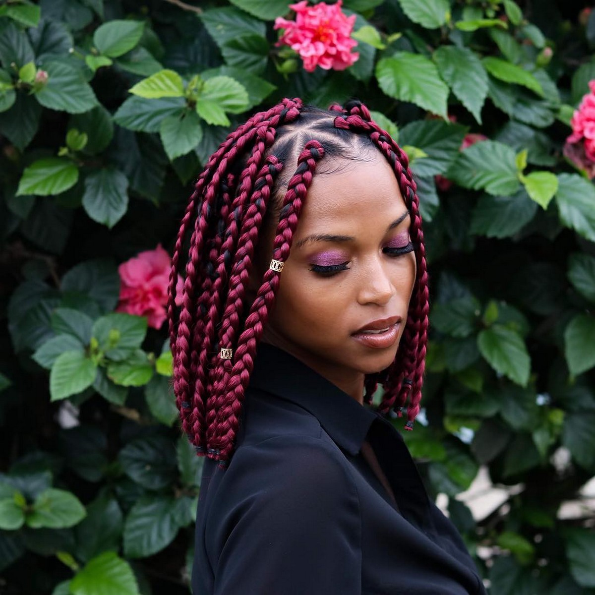 Short Bob Triangle Knotless Braids