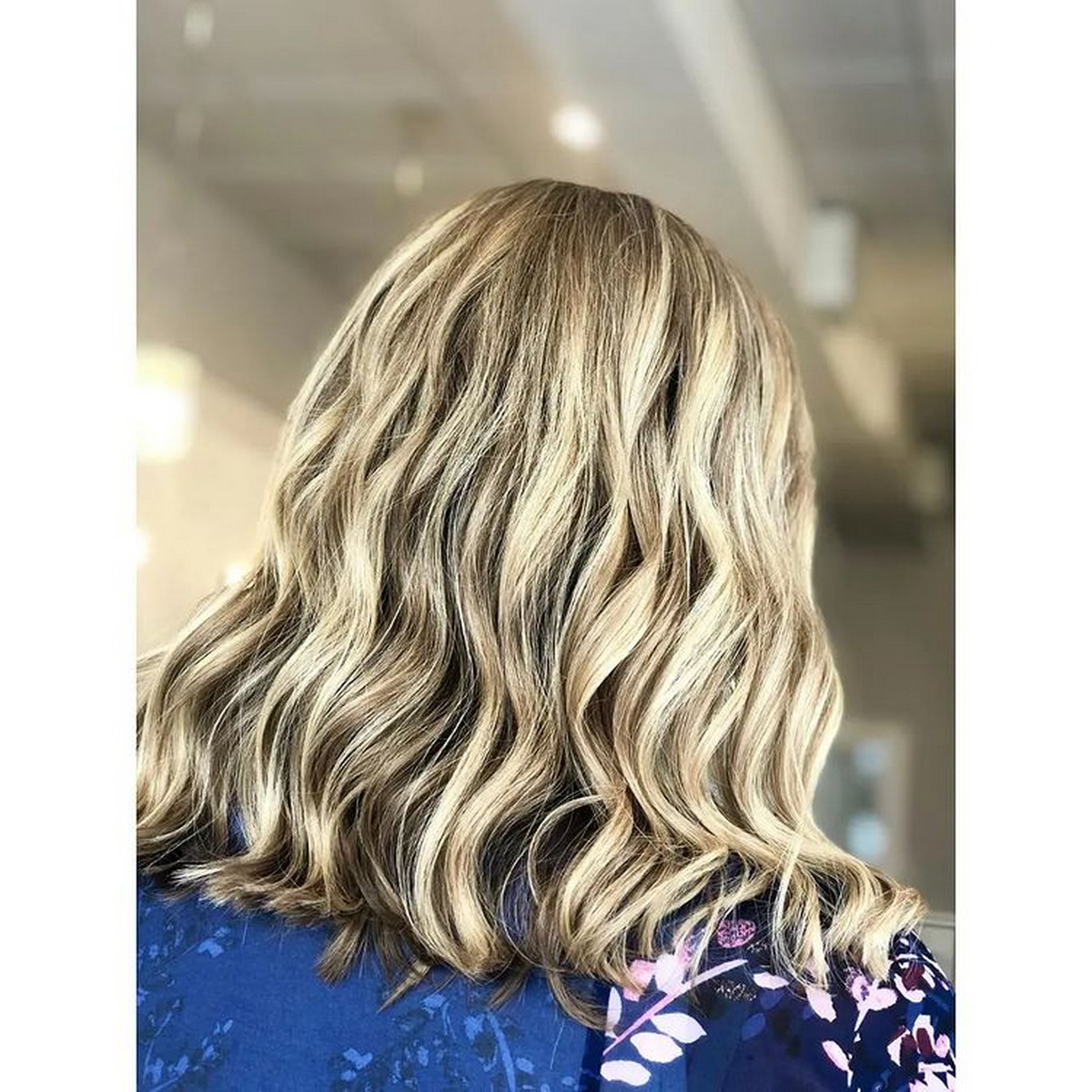Lob Hair With Blonde Balayage