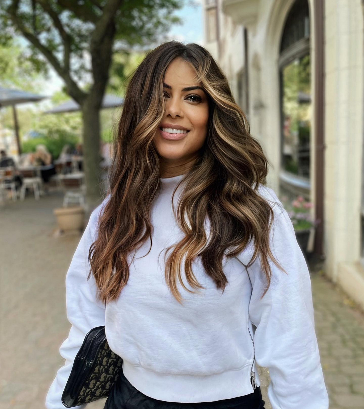Walnut Brown Balayage With Honeyed Highlights
