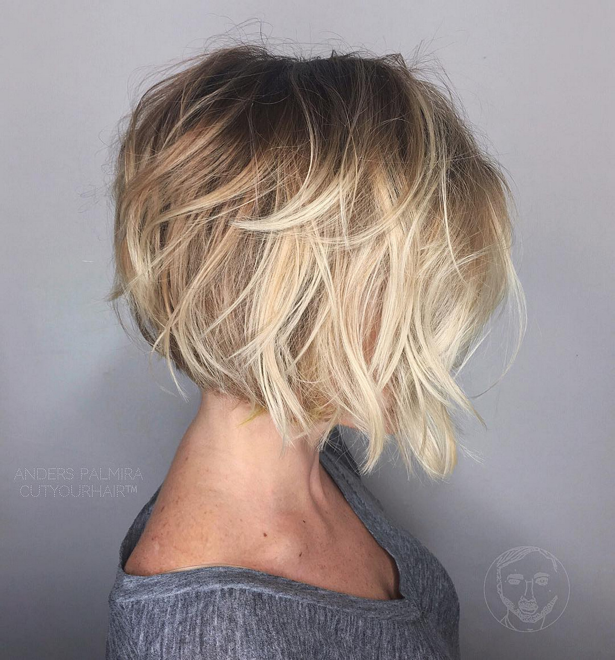 Bronde Bob With Thin Layers Throughout