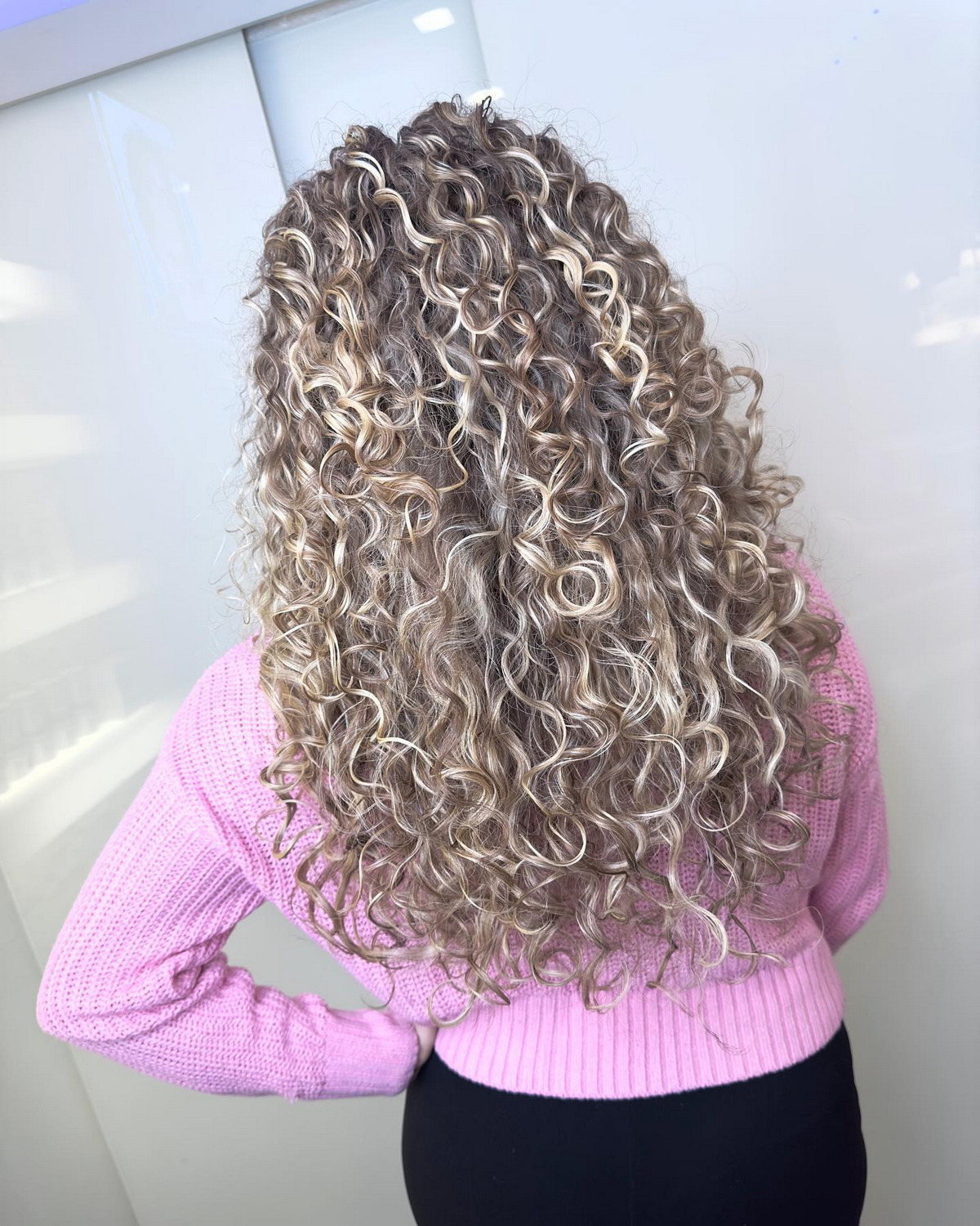 Curly Hair With Vanilla Blonde Balayage
