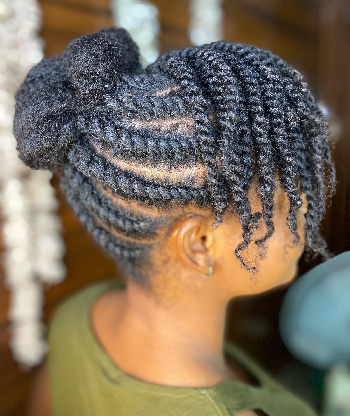 Flat Twists Updo with Twisted Bangs